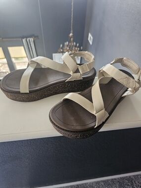 Teva Cream Strappy Platform Sandals